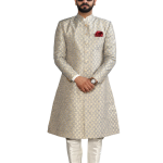 Handmade Banarasi Brocade Sherwani Achkan | Silver Blue Father Son Combo | Jaipurio